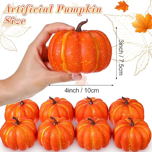 Orange Artificial Pumpkins 48 Pack - 4 Inch Fall Decor Foam Pumpkins