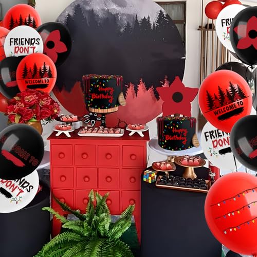50-Pack 12-Inch Black Red Mystery Themed Latex Balloons for Parties