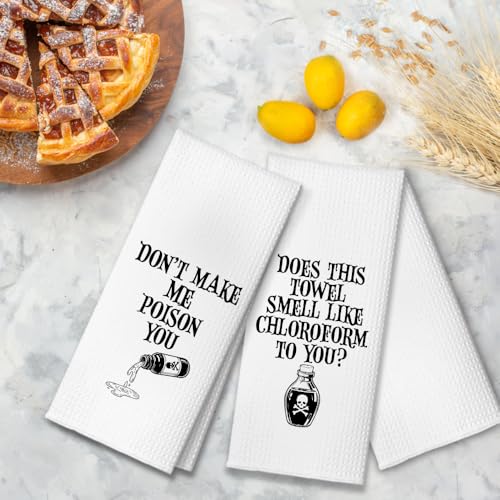 Poison Don’t Make Me Poison You Kitchen Towel Set - Funny Halloween Decor, 2 Pack