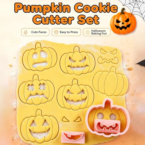Halloween Cookie Cutters Set - Mini Pumpkin & Face Stamps for Halloween Baking - Halloween Pumpkin Variation