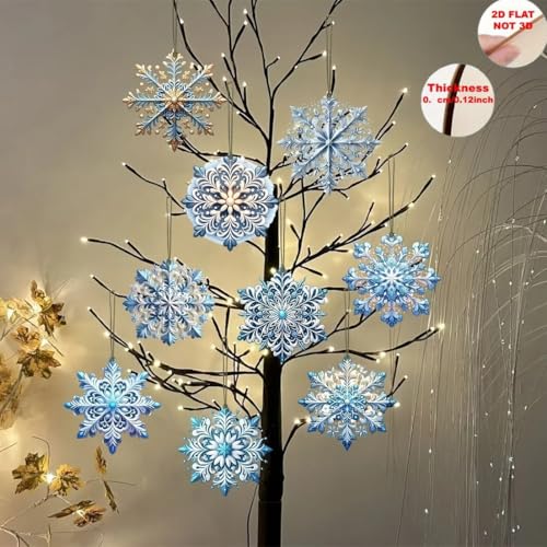 Flowers Double-Sided Wooden Ornaments for Christmas Tree - 20Pcs Holiday Decor with String - Rustic Home Decorations