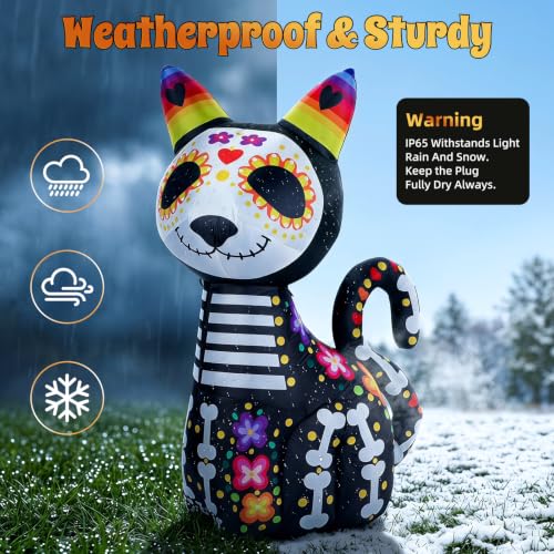 Halloween Inflatable Black Cat Decoration with LED Lights - 4.4ft Outdoor Yard Decor