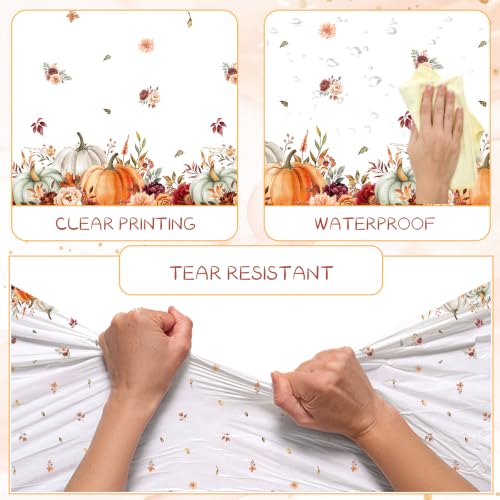 Fall Tablecloth 3 Pack Floral Pumpkin Thanksgiving Waterproof Plastic