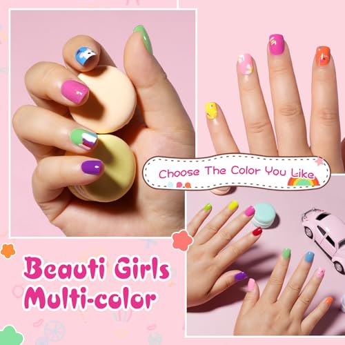 TOMICCA Kids Nail Polish - 10 Color Quick Dry Non-Toxic Peel Off Water Based Gel Nail Polish Set for Toddler Teen DIY Nail Art