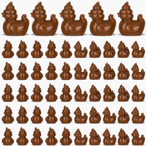 Mini Resin Poop Duck Figures - Halloween Toy Set, 50 Pieces, Brown Variation