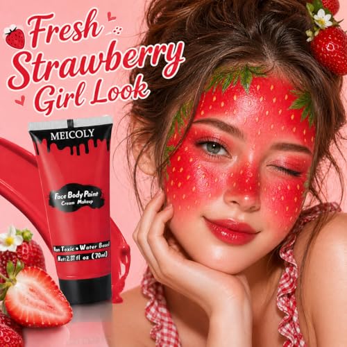 Red Devil Face Body Paint - 2.37Oz Water-Based Halloween Makeup for Adults & Kids