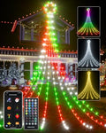 12 FT Outdoor RGB Waterfall Christmas Tree Lights with APP Remote & Music Sync