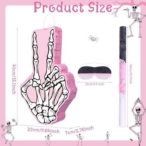 Bad Two the Bone Piñata Party Favors - Pink & White, V Sign Variation