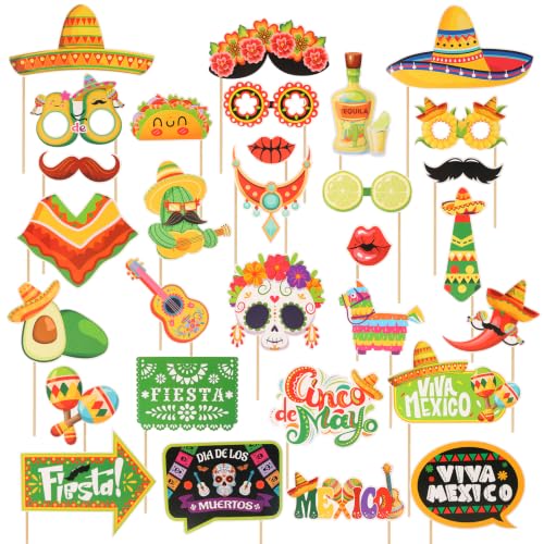 30PCS Day of the Dead Photo Booth Props Halloween Party Decorations