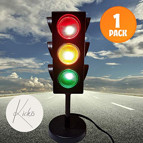 Mini Traffic Light Lamp with Blinking LED Lights for Parties and Decorations - 11 Inches Tall