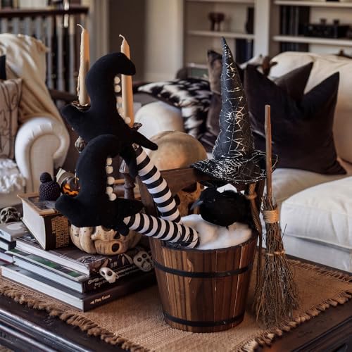 Halloween Witch Decor Indoor Table Centerpiece with Broomstick & Gothic Style