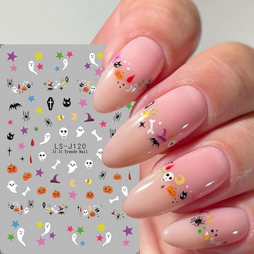 Halloween Nail Art Stickers 3D Self-Adhesive Ghost Pumpkin Skull Design - Style 3