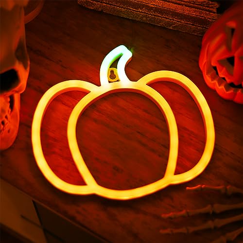 Pumpkin Neon Sign Light - Hang Pumpkin 1 Pack Halloween & Thanksgiving Decor