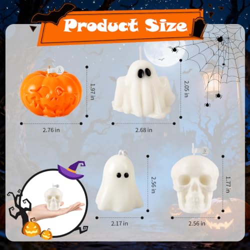 12-Pack Halloween Ghost & Pumpkin Candles Decorative Spooky Wax Candles