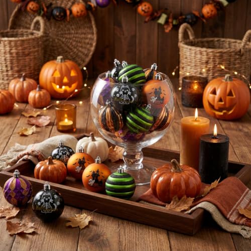 Large Halloween Tree Decorations Set - 16 Shatterproof Ornaments for Indoor Use