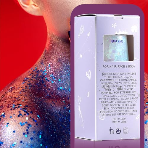 Black & White Body Glitter Gel - 2PCS Halloween Face & Body Makeup Glitter