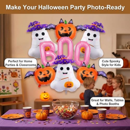 Halloween Foil Balloon Set - Ghost, Pumpkin & Boo Decorations, 9 Pieces