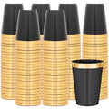 200 Pack Black Plastic Cups 10 oz with Gold Rim - Disposable Party Cups