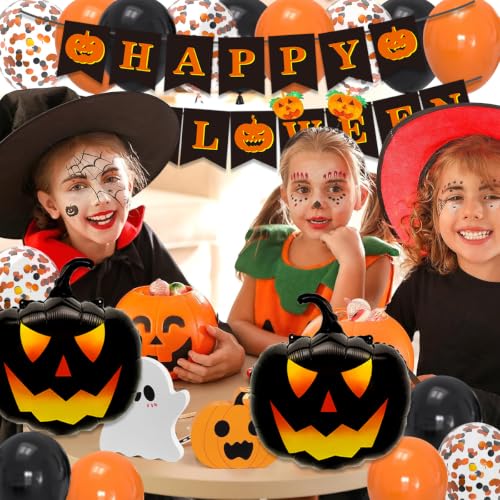Halloween Balloon Set with Banner and Pumpkin Balloons - 18pcs Party Decorations