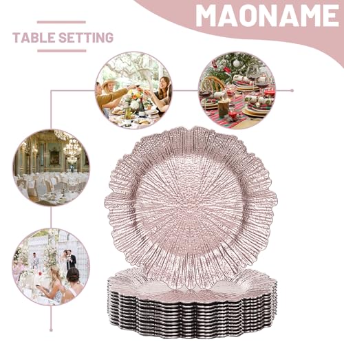 Pink Charger Plates Set of 12 - Reef Design for Dinner & Events - Variation of Pink / 1