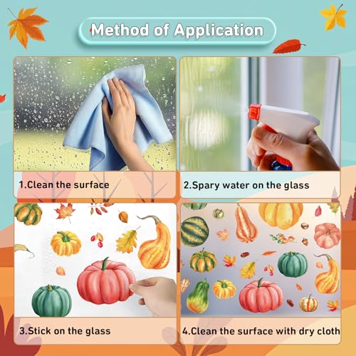 Fall Pumpkin Window Clings - 6 Sheets, 57 Pieces Autumn Decor - Variation of THIS listing