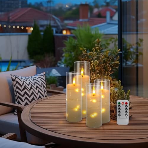 24 Pack Flickering Flameless Candles with Embedded String Lights - White, 2.2 Inch Diameter, 5-7 Inch Heights, Ivory Variation