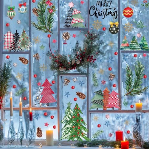 Christmas Snowflake Window Clings Set - 9 Sheets 109 Pcs Holiday Decor with Variation Halloween 02