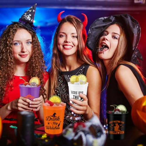 36 Pack Halloween Plastic Cups 16oz Pumpkin Ghost Witch Hat Skull Party Supplies