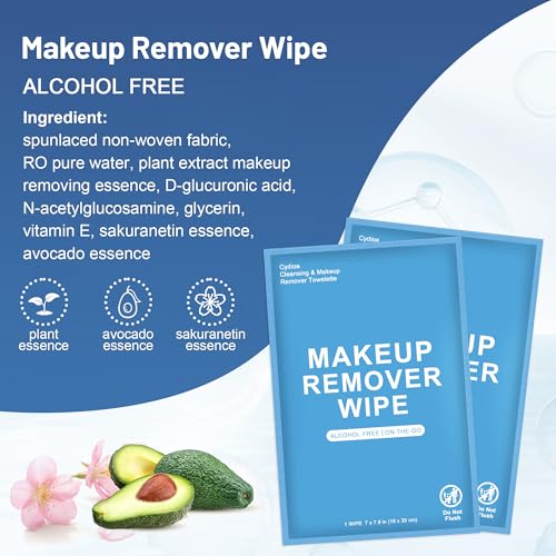 Travel Makeup Remover Wipes Set - 100 Individually Wrapped Face Cleansing Wipes