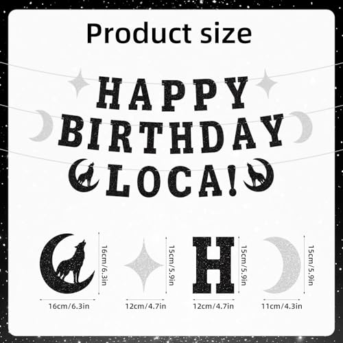 Vampire Theme Happy Birthday Banner Gothic Party Decorations - Black Glitter