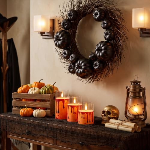 Halloween Flameless Blood Dripping Candles Set of 3 - 4in, 5in, 6in Red Flickering LED Decor