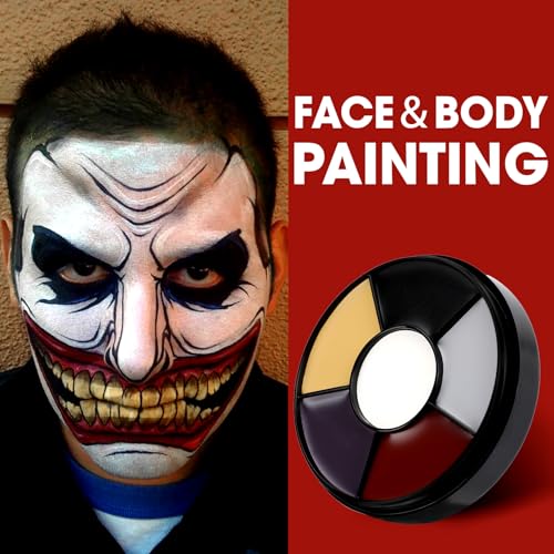 Halloween Face Body Paint Kit Set 04 - 6 Colors, Sponges & Brushes