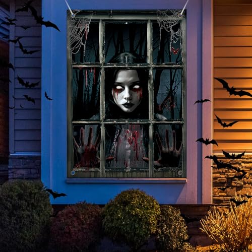 Mini Girl Ghost Curtains for Halloween Decorations, Window Silhouettes, Scary Screen