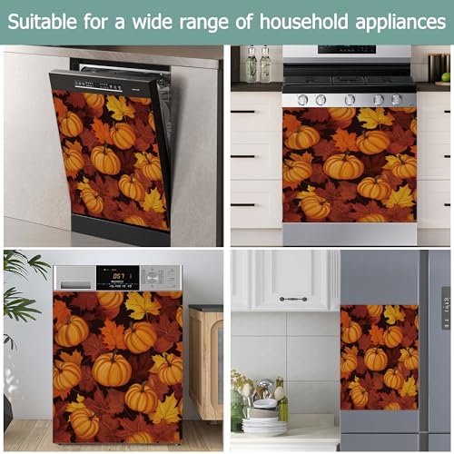 Thanksgiving Pumpkins Dishwasher Cover - Magnetic Refrigerator Decor, 23x26 Inch