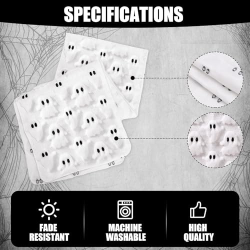 Halloween 3D Ghost Jacquard Table Runner - White, 13 x 72 Inch for Festive Decor