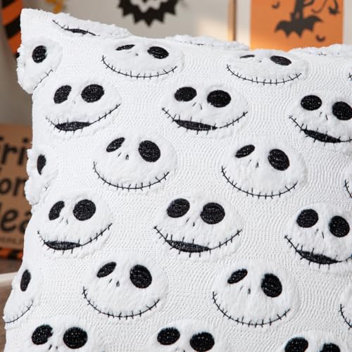 Halloween Pillow Covers 18x18 Inch Set of 2 - White Nightmare Be Christmas Decor
