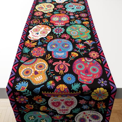 Dia De Los Muertos Sugar Skull Table Runner - Day of the Dead Decor for Mexican Altar - Variation of THIS listing