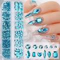 Blue Nail Art Rhinestone Set - 3D Crystal Nail Gems for Manicure & Crafts