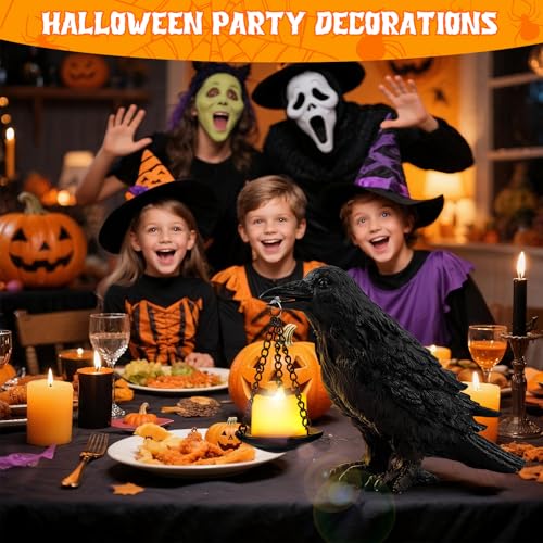 Black Raven Candle Holder Set - Gothic Halloween Decor Tealight Stand - 4PCS
