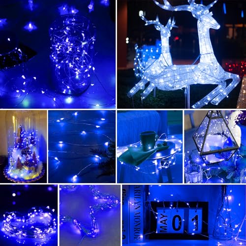 Blue Battery Operated Fairy String Lights - 50 Pack, 7ft Waterproof LED Decor