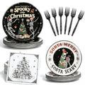 Skull Christmas Party Decorations Set - Gothic Creepy Holiday Tableware & Napkins with Skeleton Design - Variation: Skull Christmas