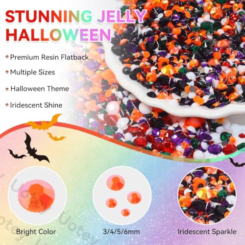 Halloween Rhinestones Kit S1 - 3-6mm Flatback Gems for Bedazzling Crafts