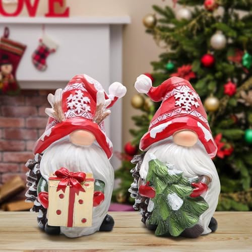 Christmas Gnomes Decor Resin Figurines - Holiday Table Centerpiece - Variation of THIS listing
