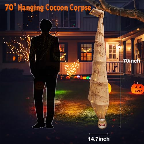 Yellow 70in Voice-Activated Shaking Corpse Halloween Decoration