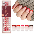 Beetles Halloween Red French Tip Press-On Nails - 5 Colors Short Square - Variation 9a