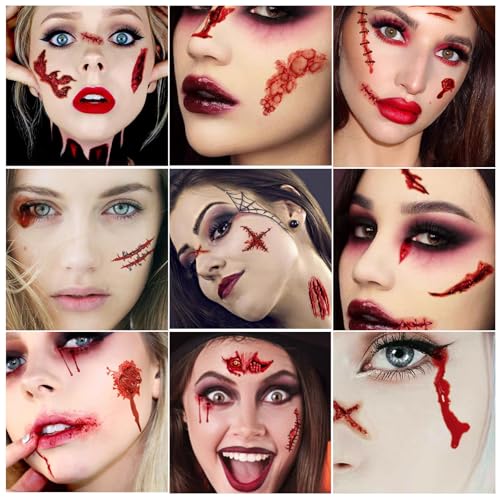 Halloween Zombie Wound Scar Temporary Tattoos Waterproof Body Stickers - 10 Sheets