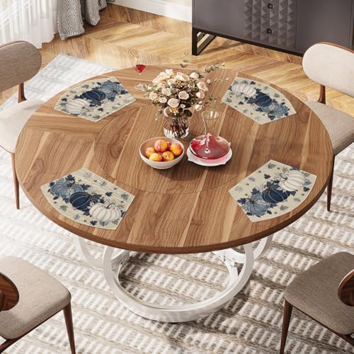 Navy Blue Pumpkin Fall Wedge Placemats Set of 4 - 12 x 18 Inches