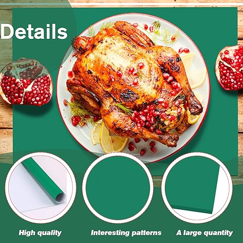 Christmas Paper Placemats Set - 150 Disposable Red Green White Table Mats for Holiday Dining - 11 x 17 Inches