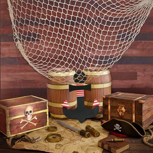 Pirate Treasure Chest Set with Backdrop and Decorations for Party and Halloween
