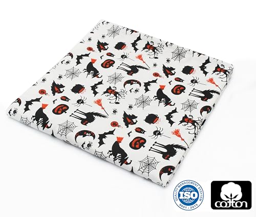 Halloween Tablecloth - Hocus Pocus Design, 60x120 Inch, Black White Orange Variation